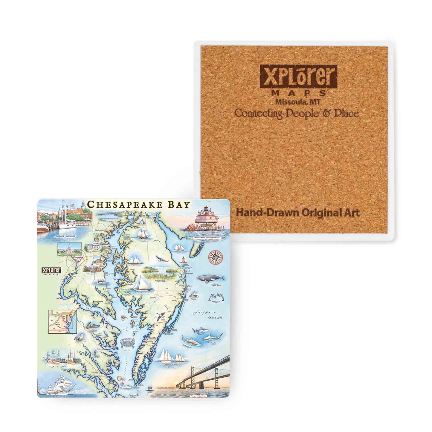 Chesapeake Bay Map Ceramic Coaster