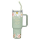 Tumbler w/straw SS Green He Restores my Soul Ps. 23:3