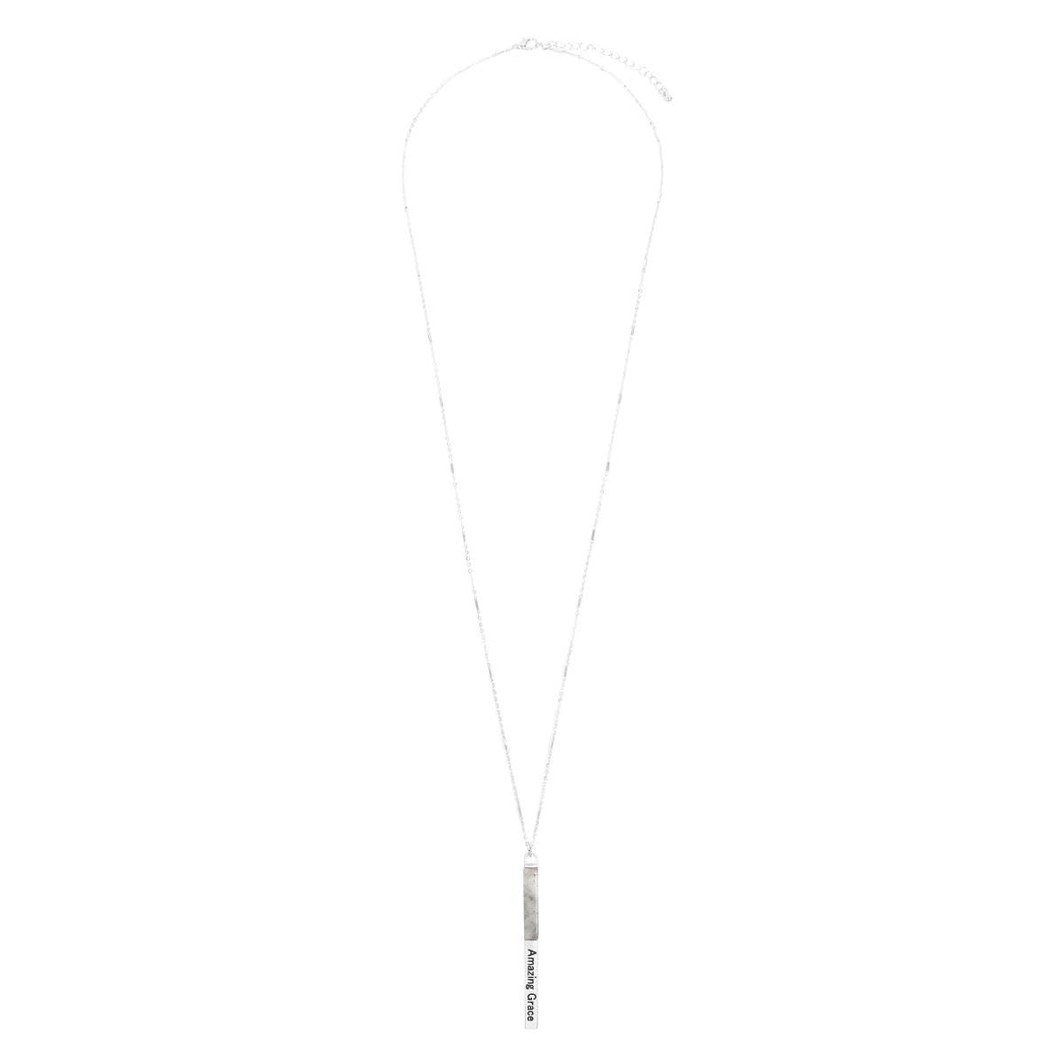 AMAZING GRACE HALF METAL STONE BAR PENDANT NECKLACE