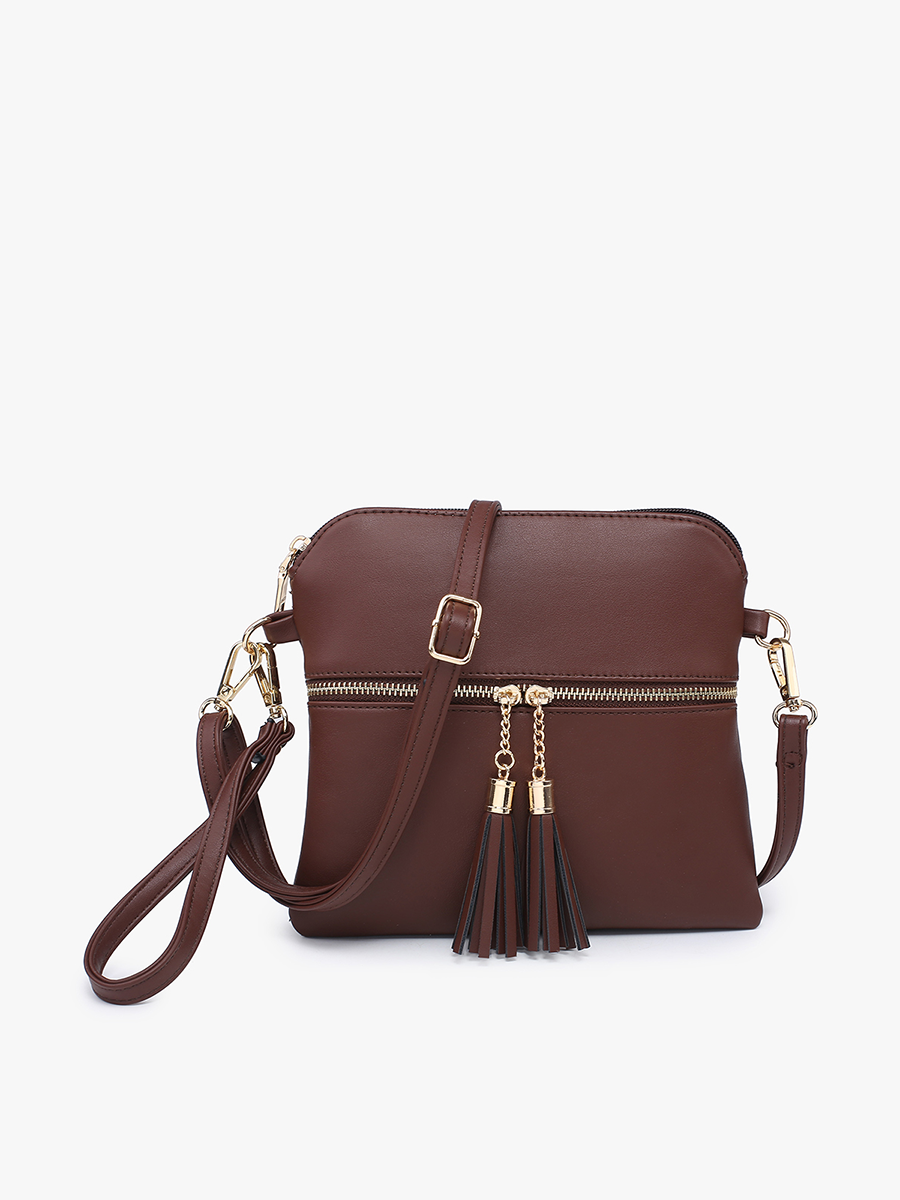 M1785 Tara Double Zip Crossbody/Wristlet: Fuchsia