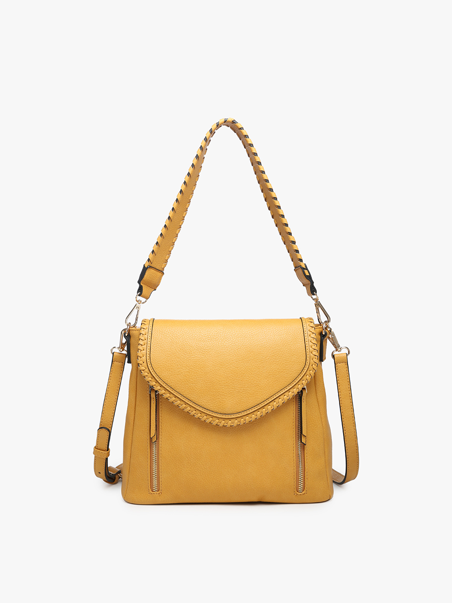 Lorelei Double Zip Whipstitch Trim Crossbody