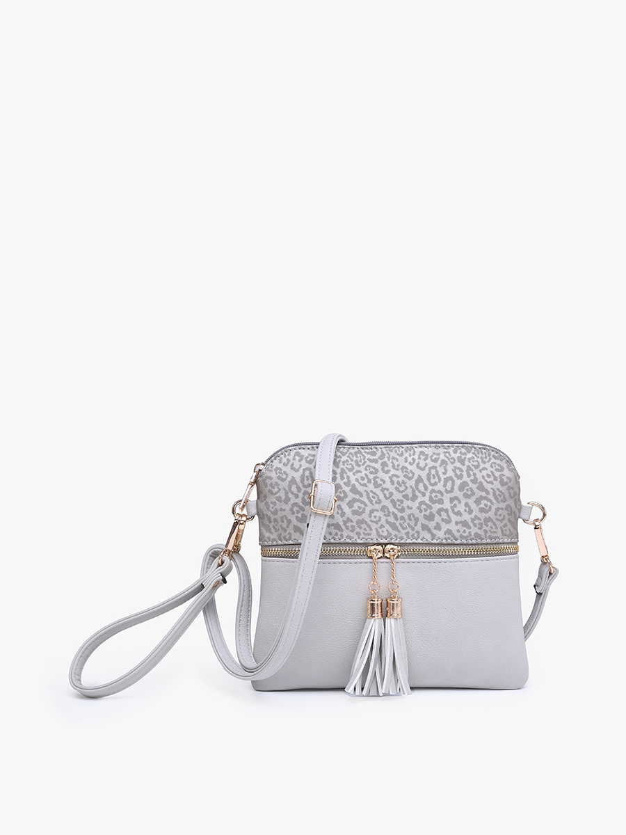 M1785 Tara Double Zip Crossbody/Wristlet: Mauve