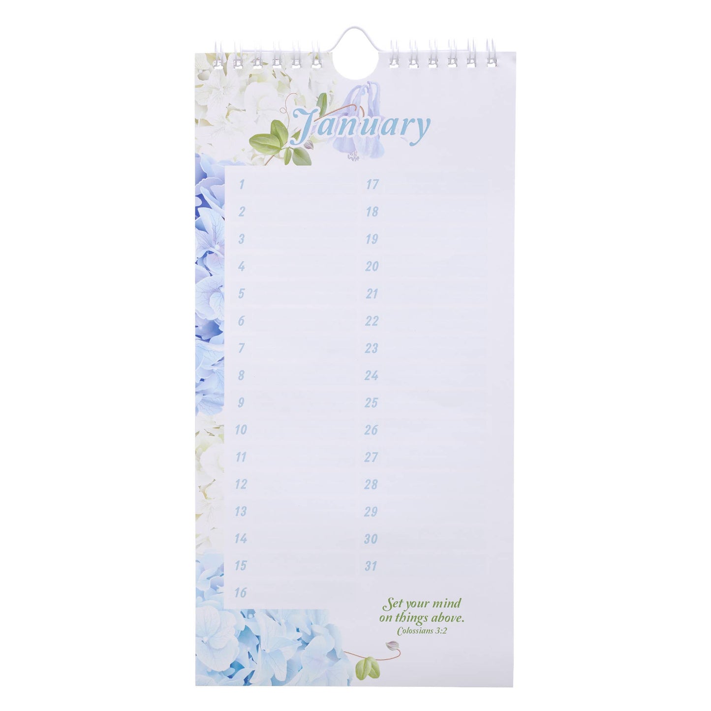 Special Days Calendar Blue Hydrangea Glory of the Lord