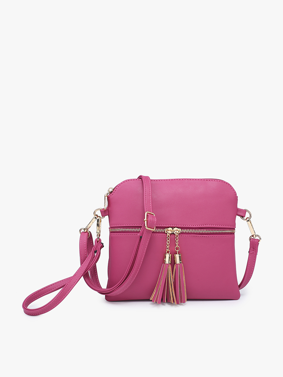 M1785 Tara Double Zip Crossbody/Wristlet: Mauve