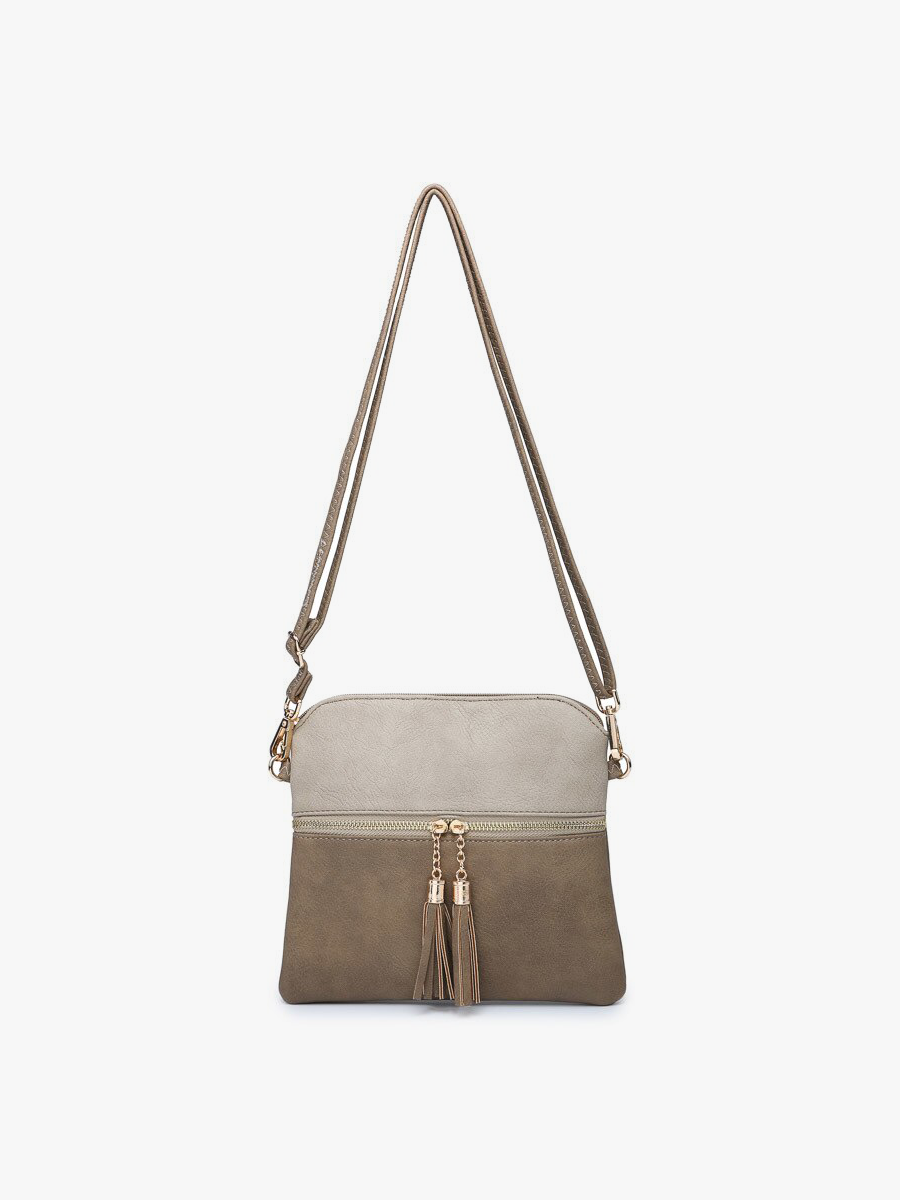 M1785 Tara Double Zip Crossbody/Wristlet: Mauve