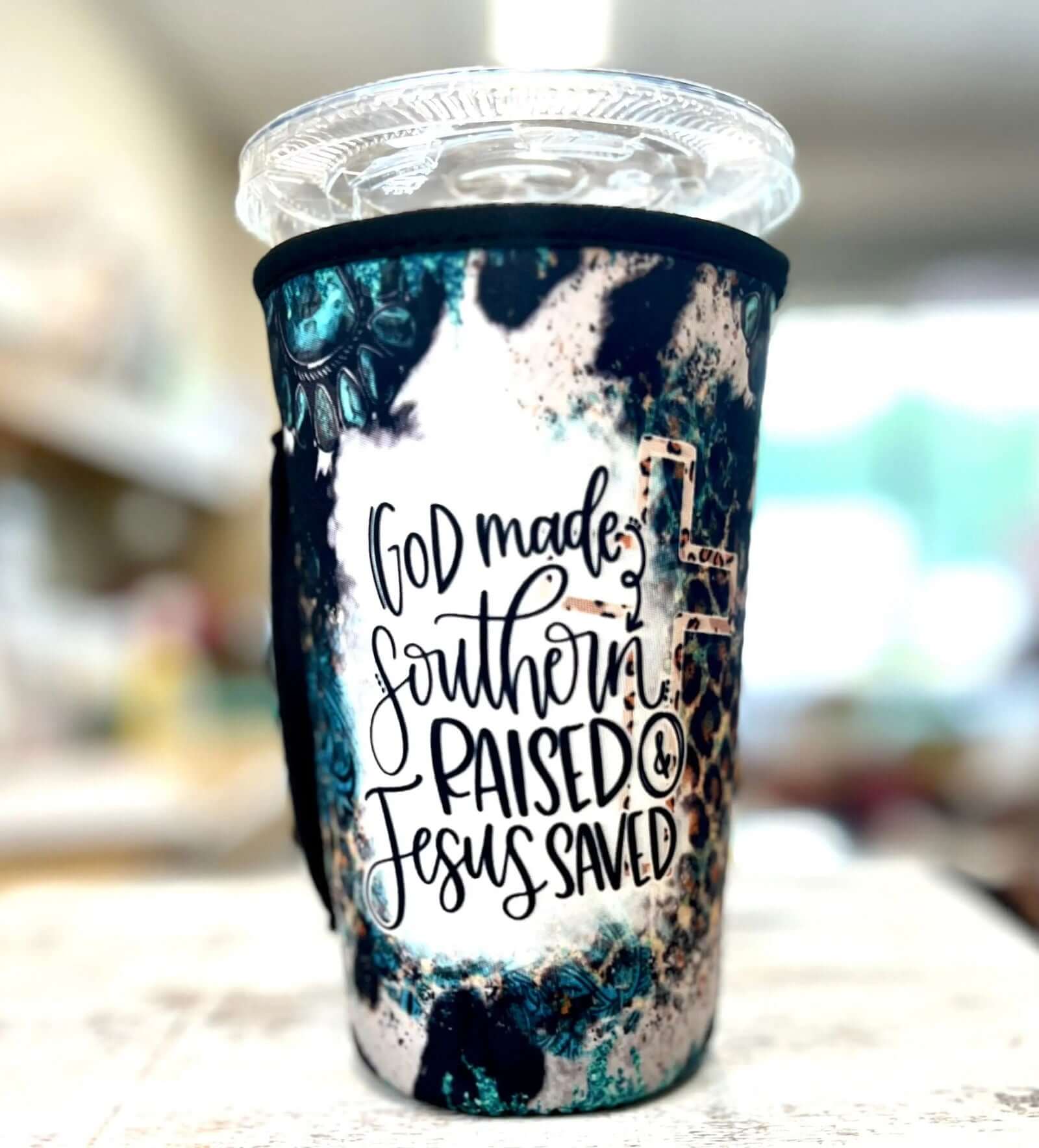 20 OZ God Made Southern Raised Insulated Cup Cover Sleeve - Thumbnail 2