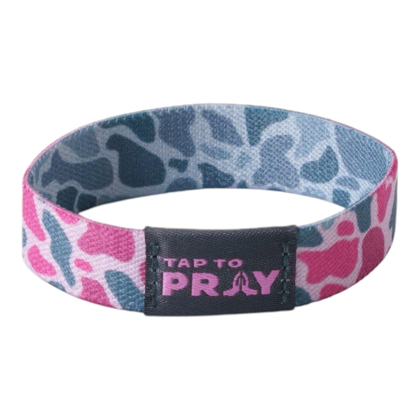 Tap To Pray® Wristband – River Rock Camo - Pink & Ash: Medium