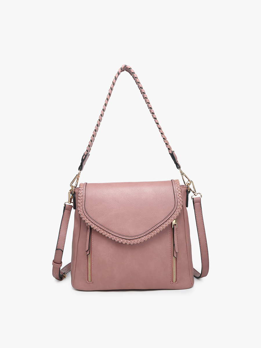 Lorelei Double Zip Whipstitch Trim Crossbody