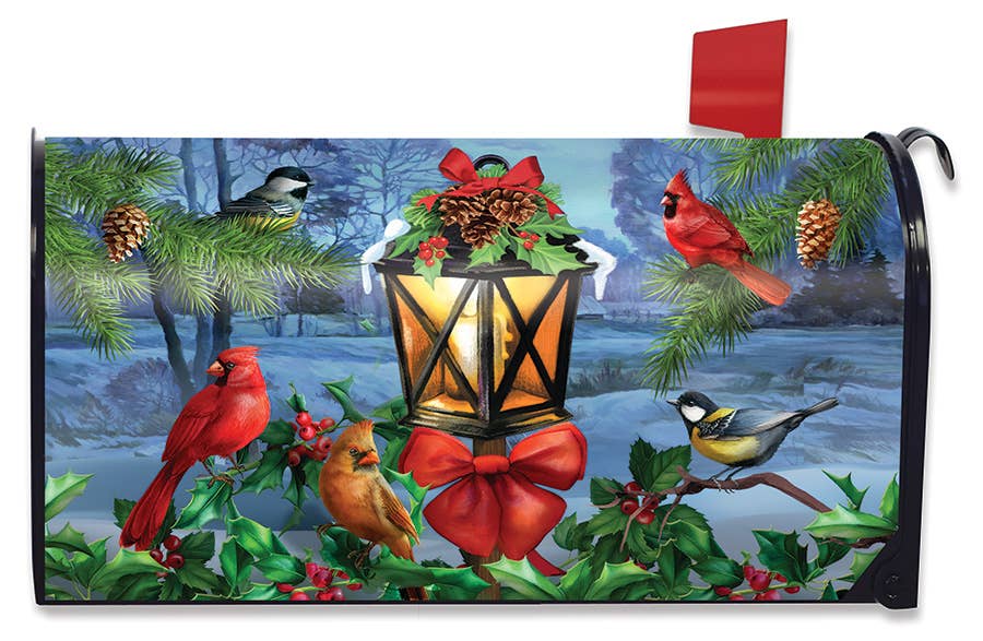 Lantern Glow Gathering Winter Christmas Mailbox Cover