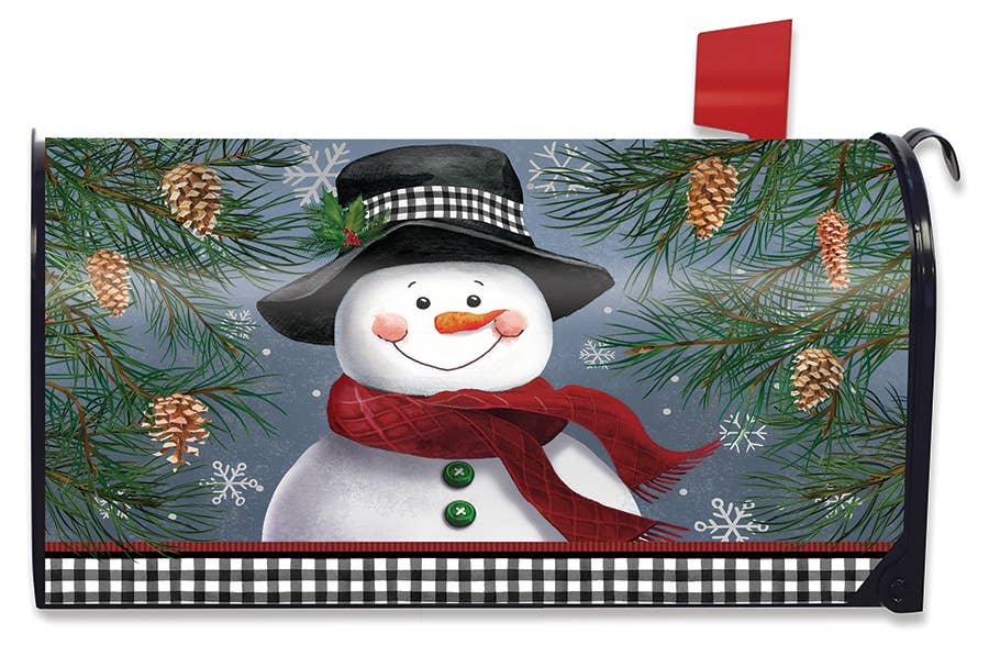 Smiling Snowman Winter Mailbox Cover