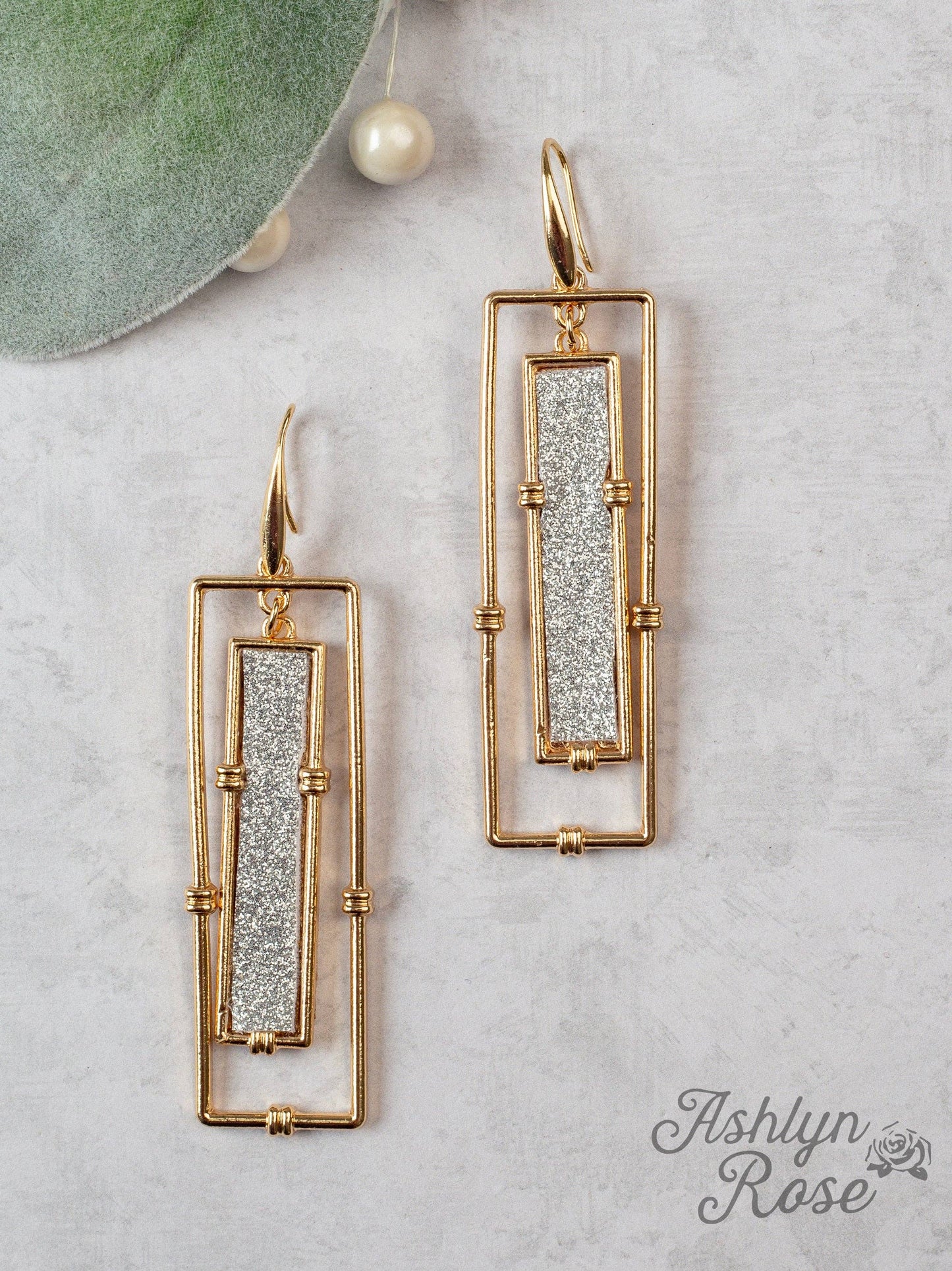 Think Outside Of The Frame Silver And Gold Rectangular Earrings: Silver / One Size