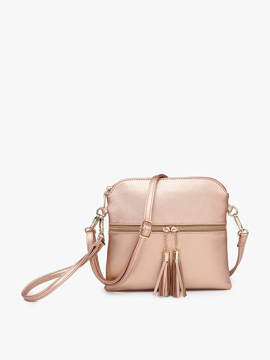 M1785 Tara Double Zip Crossbody/Wristlet: Mauve