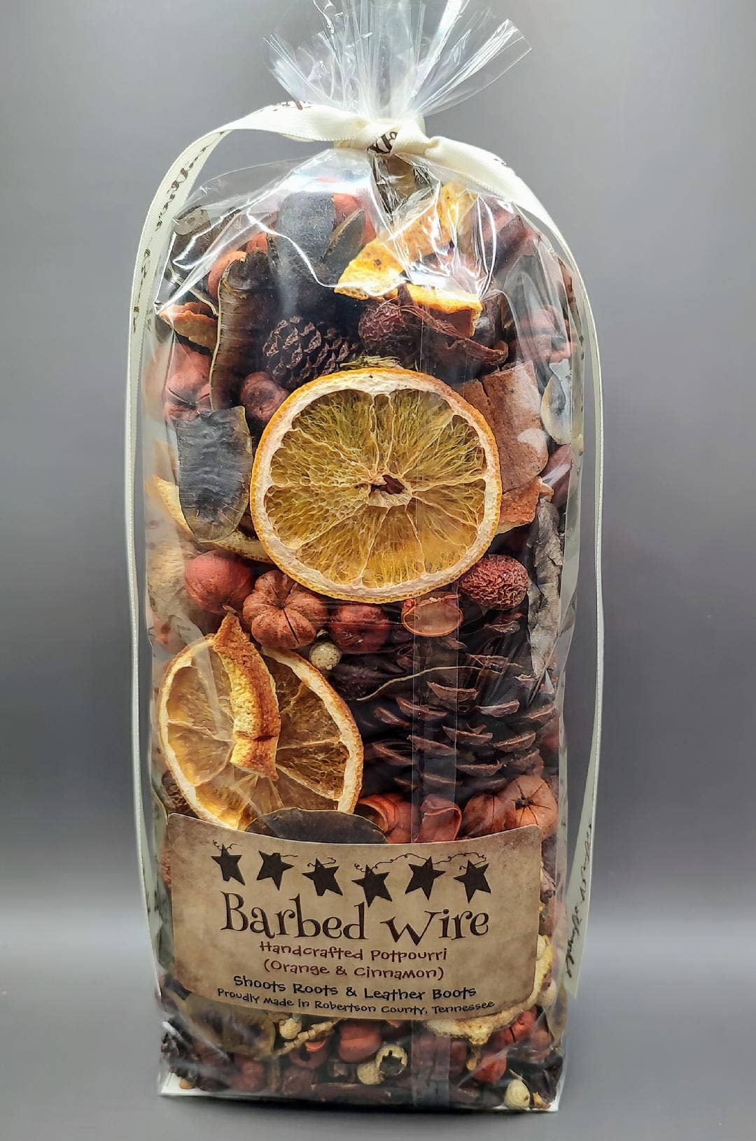 Barbed Wire (Orange & Cinnamon) Handcrafted Potpourri: 2 Cups