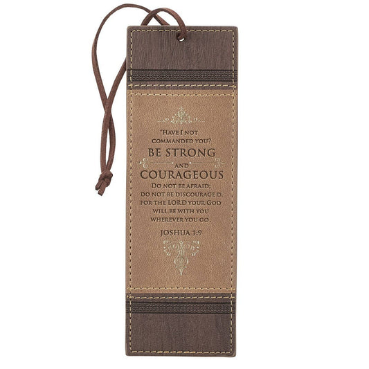 Be Strong and Courageous Brown Two-toned Faux Leather Bookma