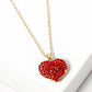 Crystal pave heart pendant necklace: Red