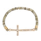 CROSS RHINESTONE NATURAL STONE STRETCH BRACELET