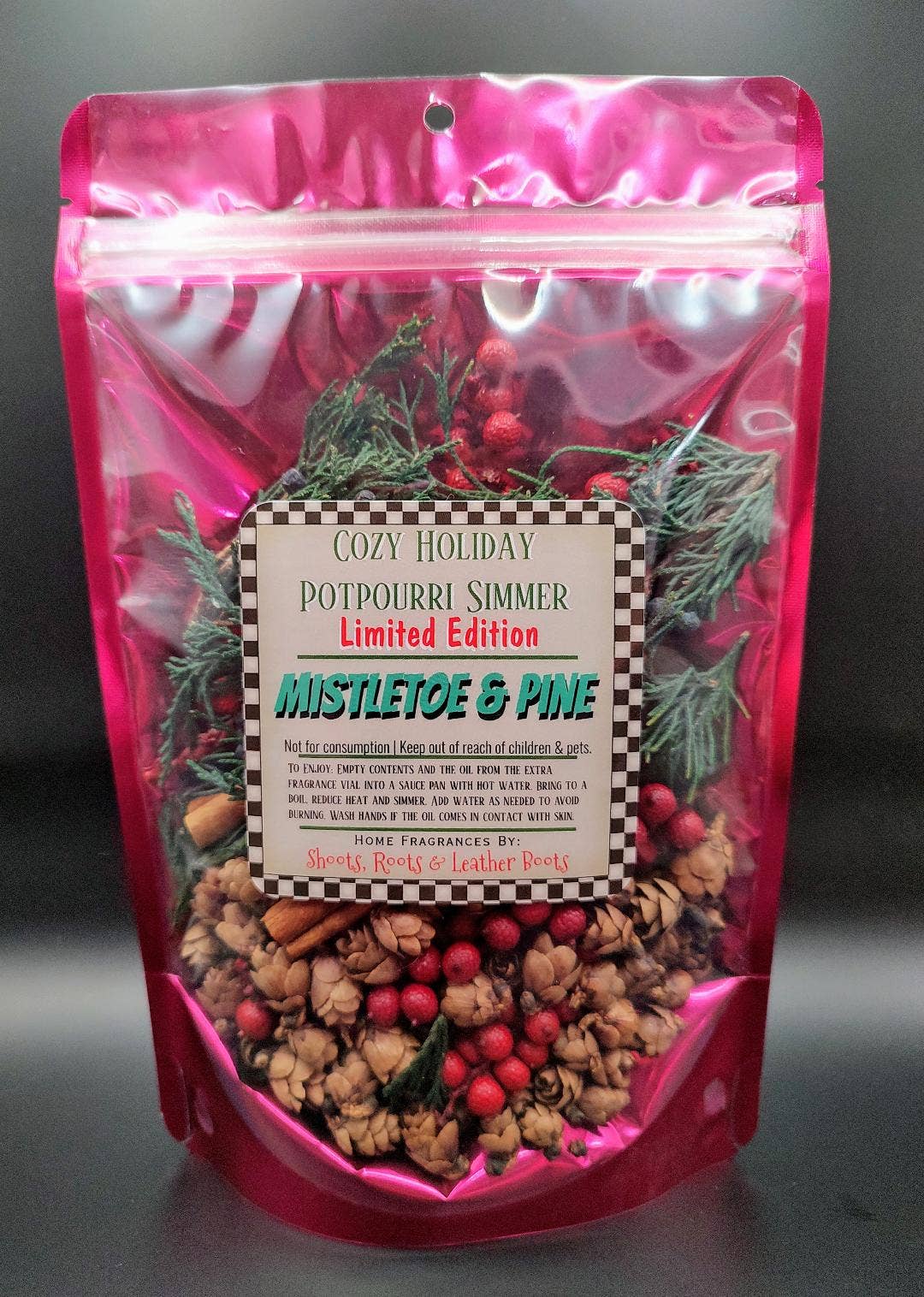 Cozy Holiday Simmering Potpourri- Mistletoe & Pine 4 oz.