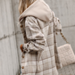 Khaki Plaid Shirt emovable Hood Buttoned Shacket: Khaki / 100%Polyester / M