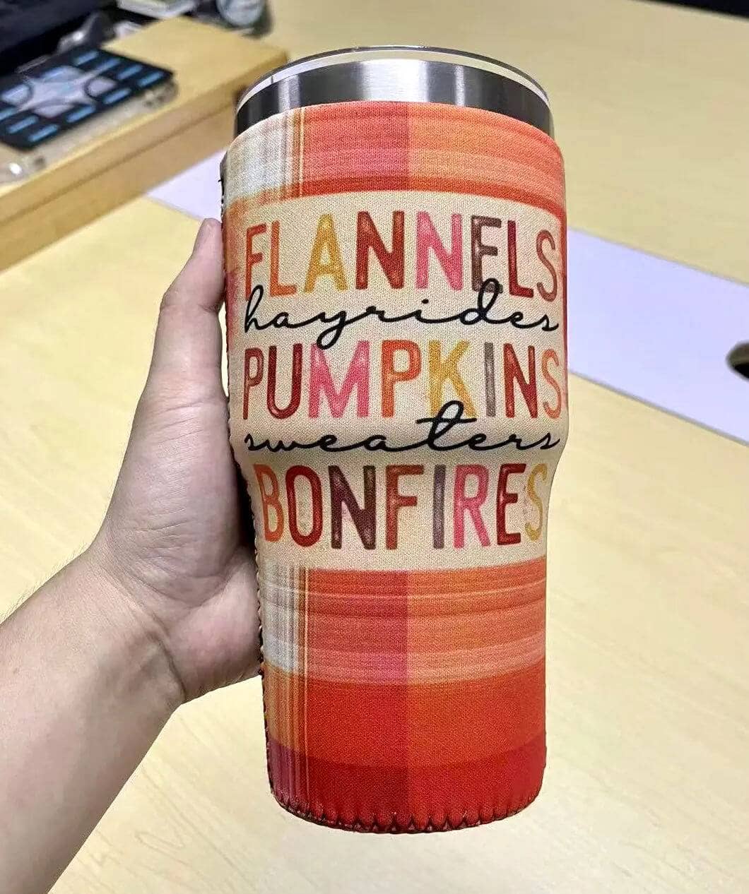 20 OZ Flannels Pumpkins Bonfires Fall Insulated Cup Cover