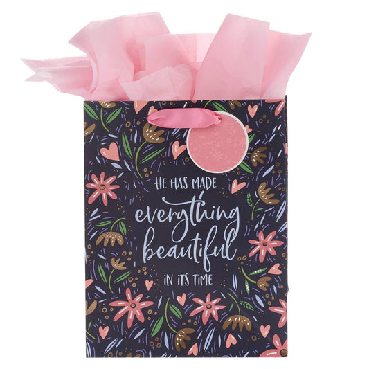 Gift Bag MD Blue/Pink Everything Beautiful Eccl. 3:11