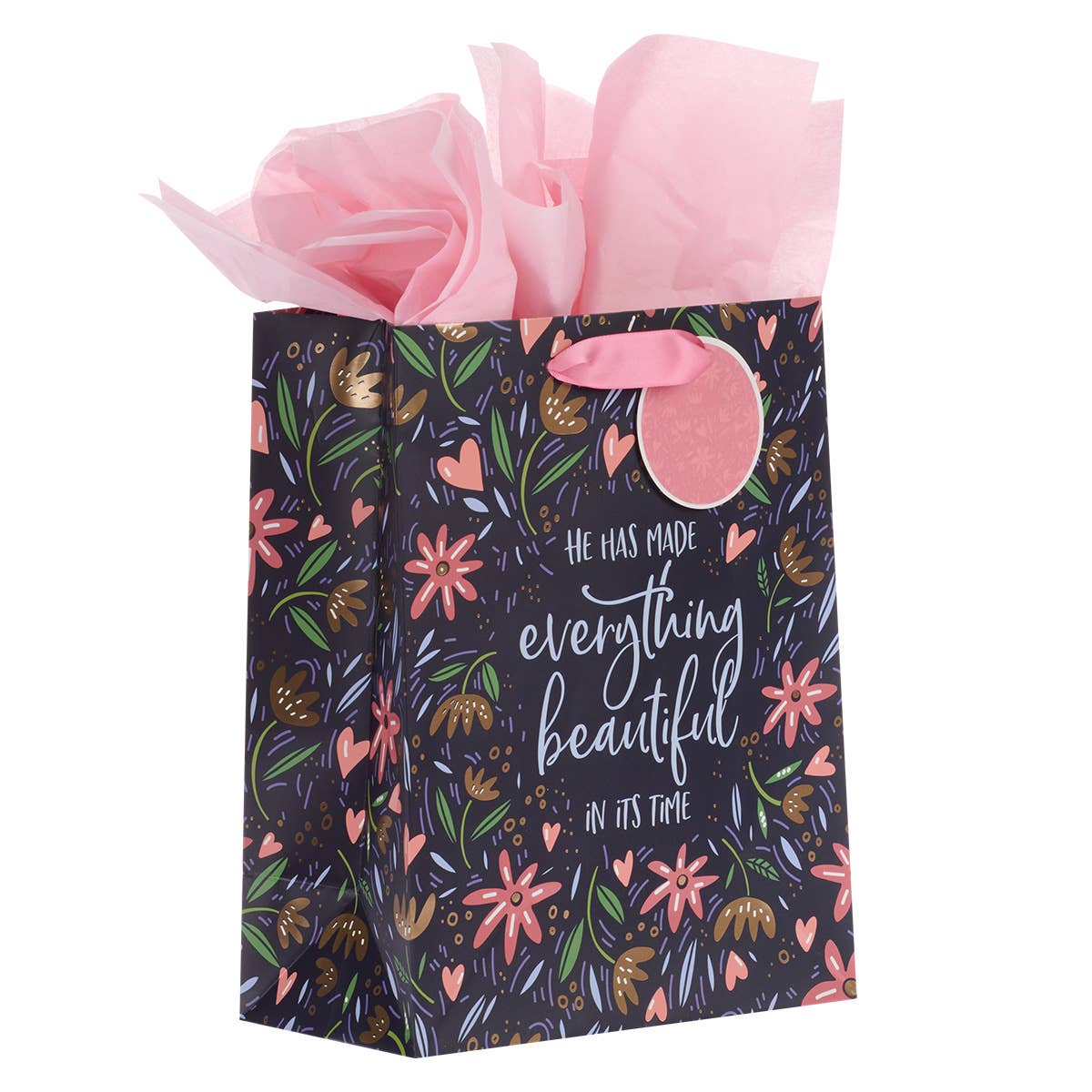 Gift Bag MD Blue/Pink Everything Beautiful Eccl. 3:11