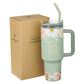 Tumbler w/straw SS Green He Restores my Soul Ps. 23:3
