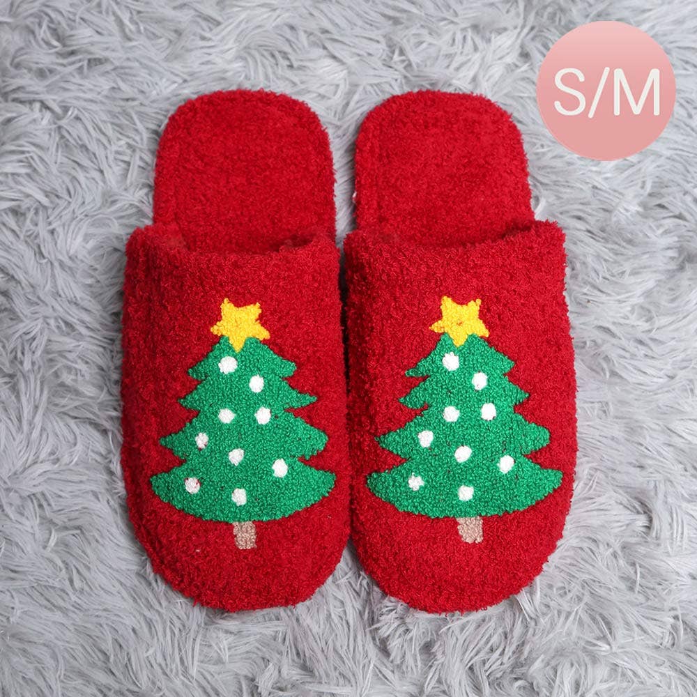 Christmas Tree Print Soft Home Indoor Floor Slippers
: M/L