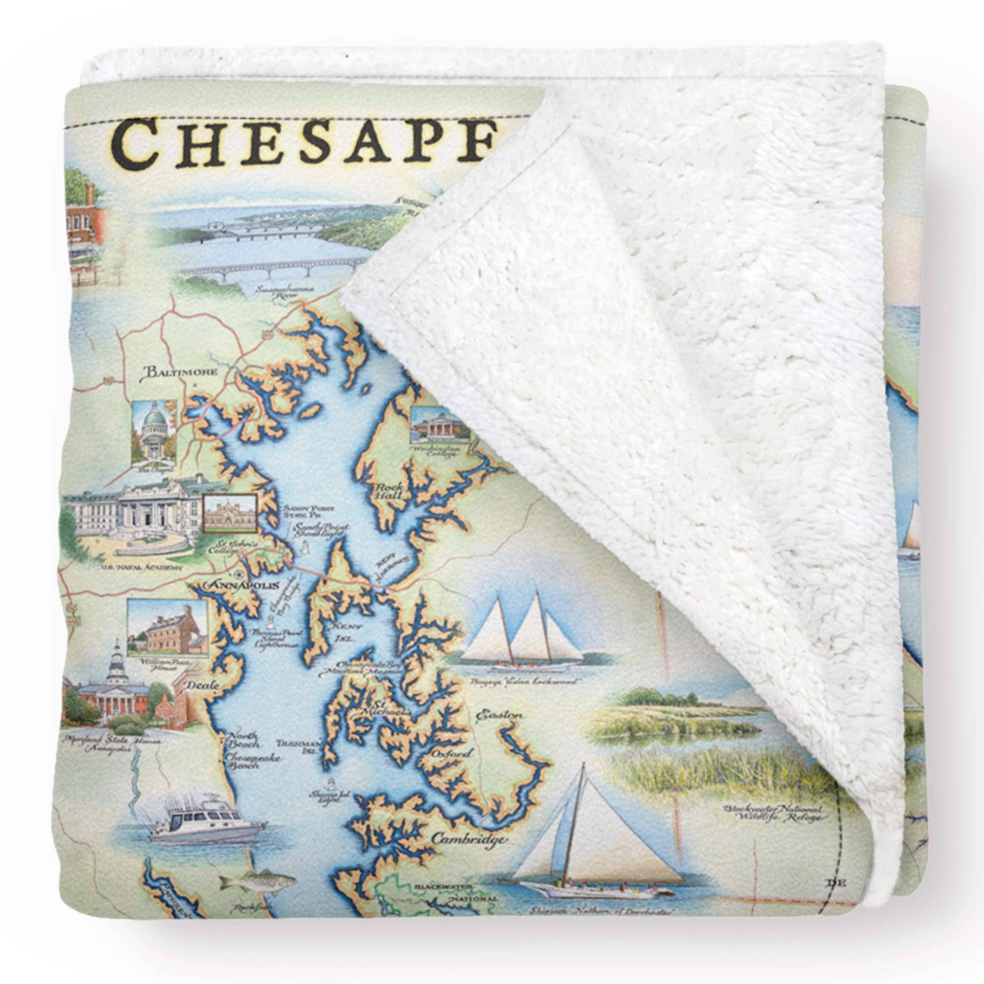 Chesapeake Bay Map Fleece Blanket