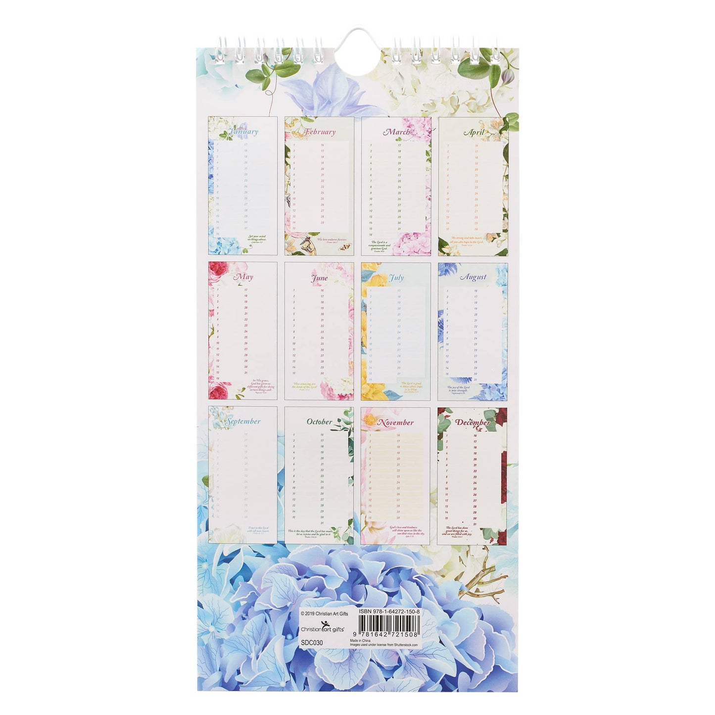 Special Days Calendar Blue Hydrangea Glory of the Lord