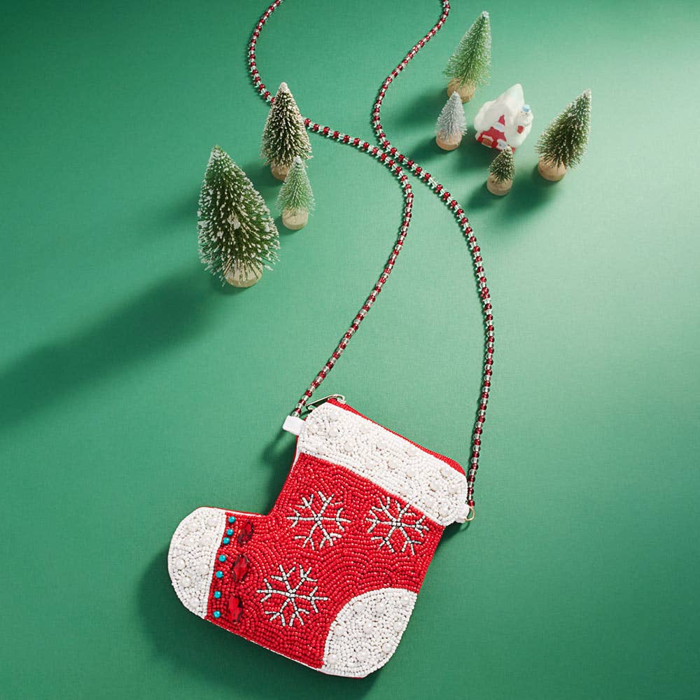 Youth Christmas Beaded Mini Crossbody Bag