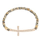 CROSS RHINESTONE NATURAL STONE STRETCH BRACELET