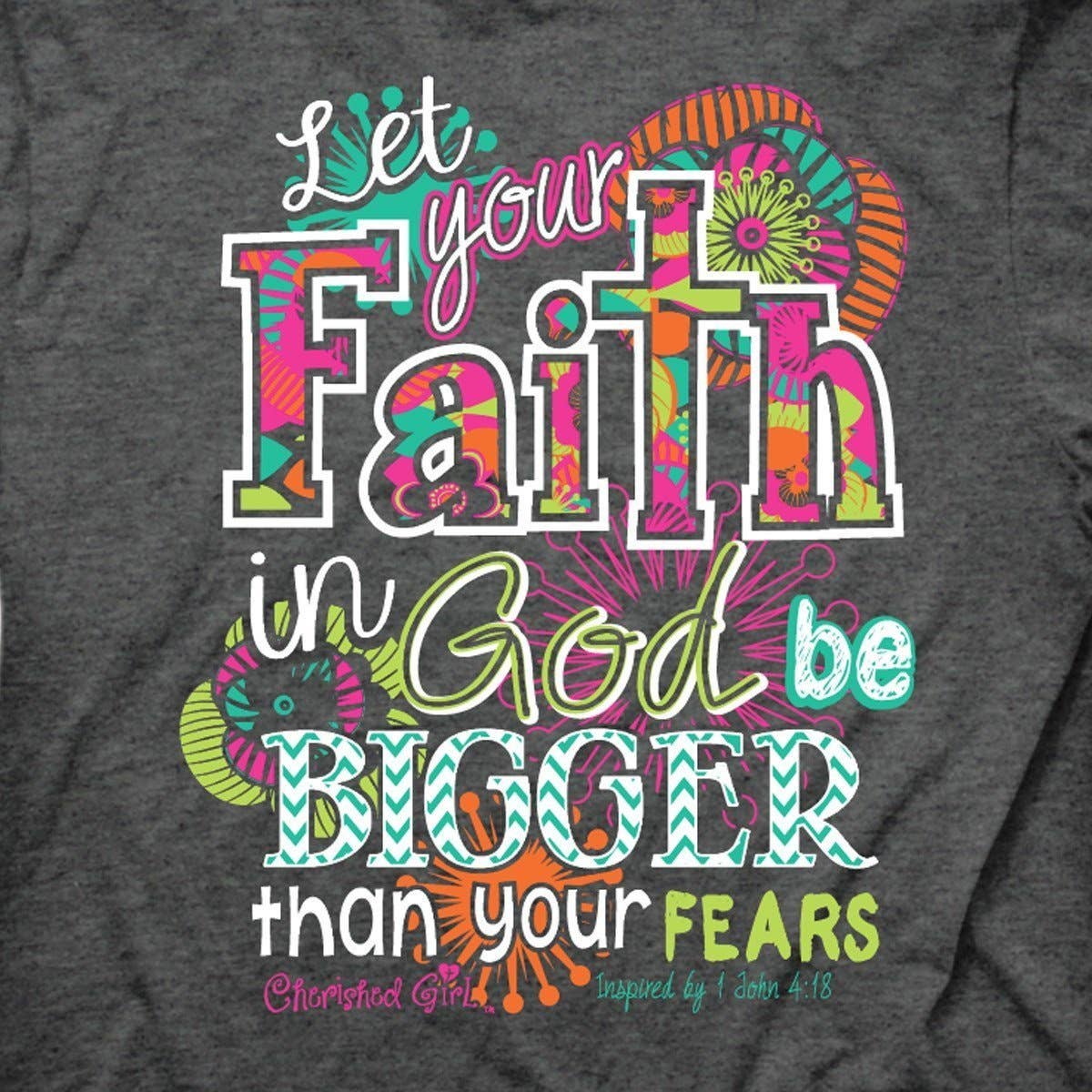 Cherished Girl Womens T-Shirt Big Faith: Charcoal Heather