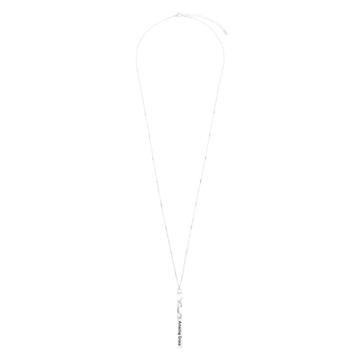 AMAZING GRACE HALF METAL STONE BAR PENDANT NECKLACE