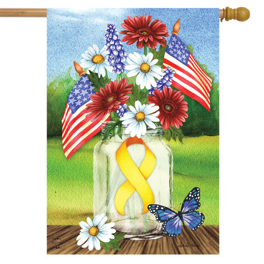 Support Our Troops Mason Jar House Flag