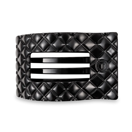 Jet Black Quilted Flat Rectangle Clip