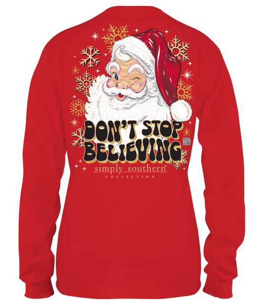 "Don't Stop Believing" Santa Long Sleeve