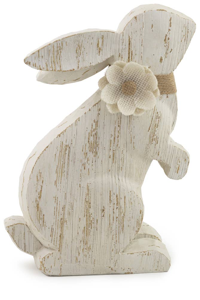 Alva Standing Flower Bunny Easter Accent