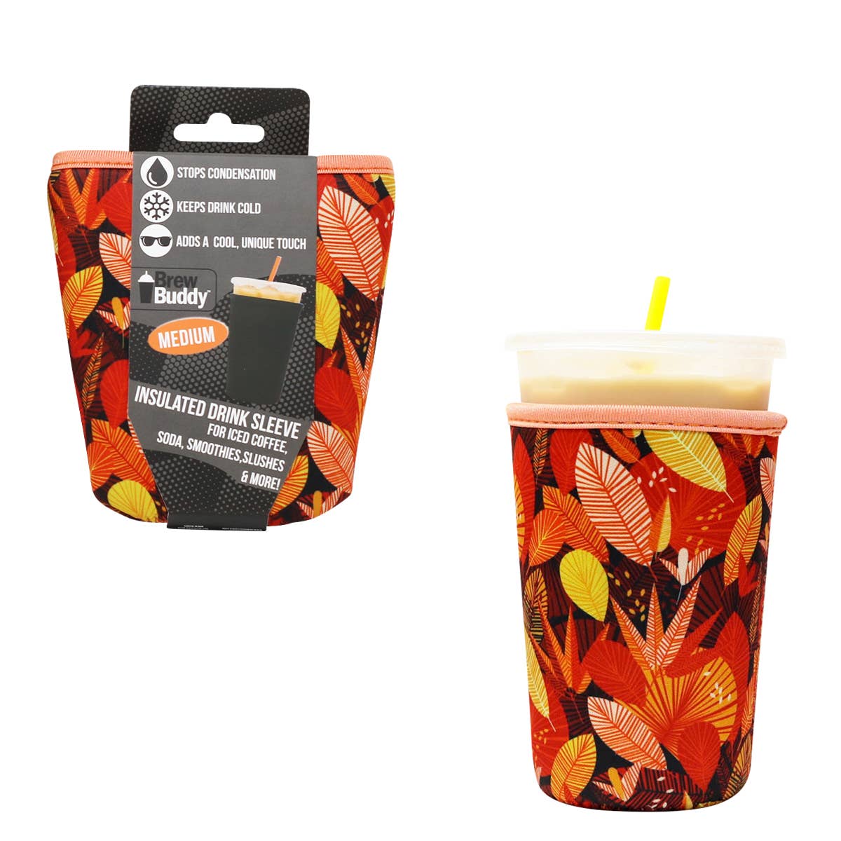 Brew Buddy Insulated Iced Coffee Sleeve (Medium) - Tropical Fall