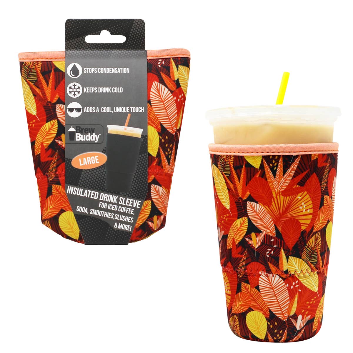 Brew Buddy Insulated Iced Coffee Sleeve (Large) - Tropical Fall