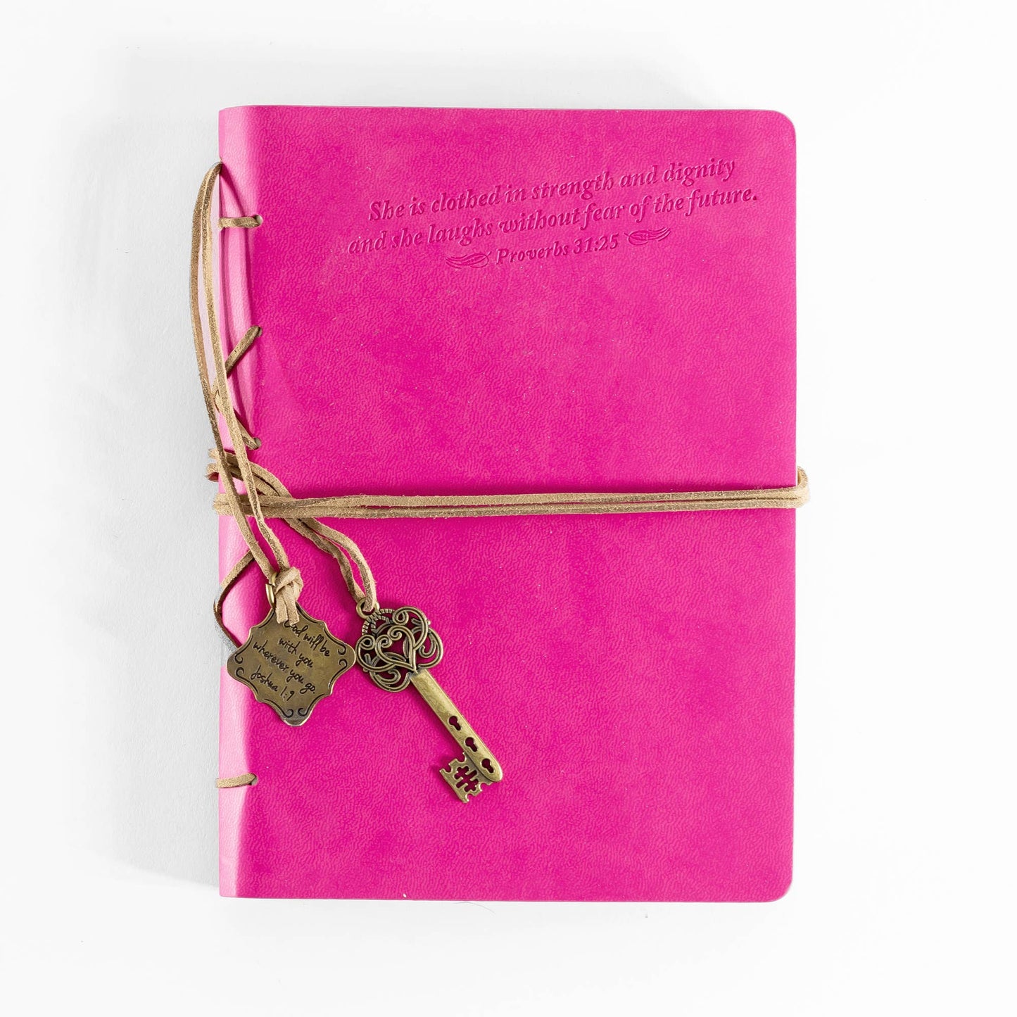 Faux Leather Journal Key Charm (Pink)