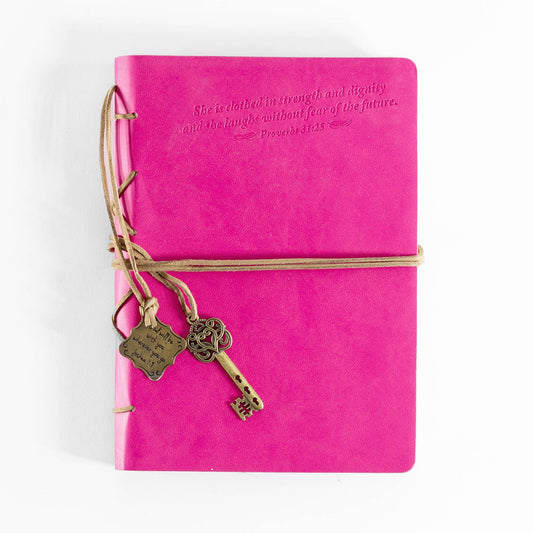 Faux Leather Journal Key Charm (Pink)