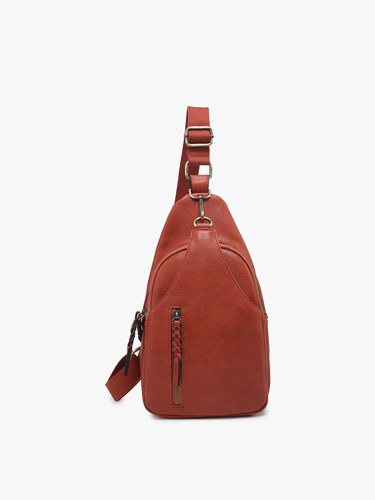 M2342 Nikki Dual Compartment Sling Pack Bag: Rust