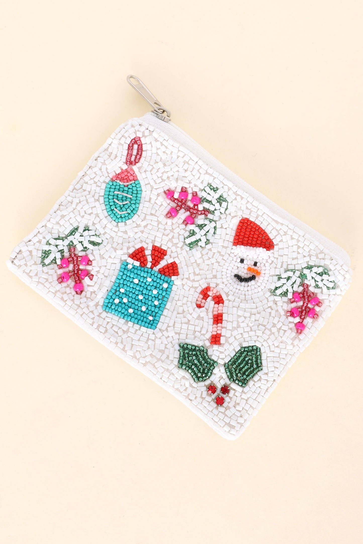 Christmas Themed Beaded Christmas Coin Purse