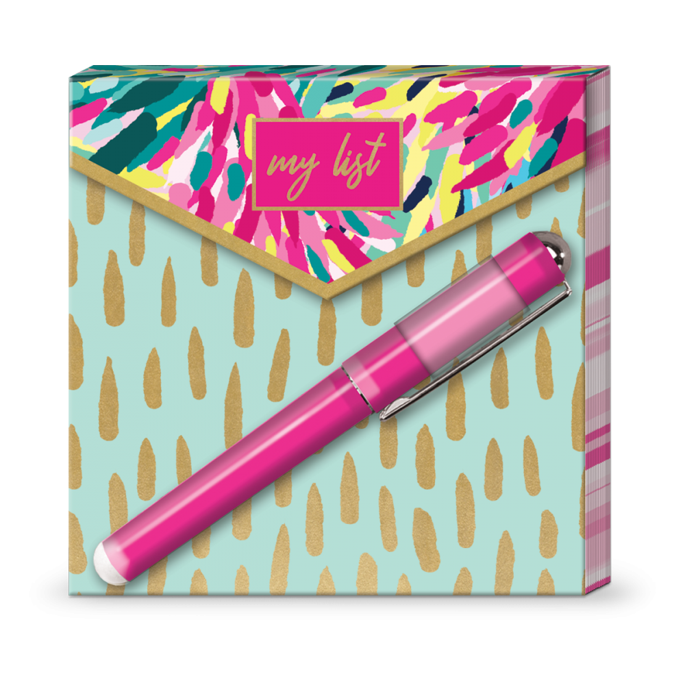Mint Floral Matchbook Notepad with Pen