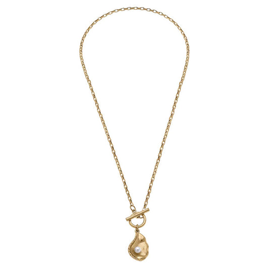 Oyster with Pearl T-Bar Charm Necklace