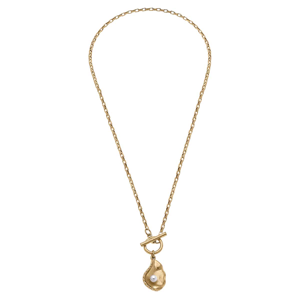 Oyster with Pearl T-Bar Charm Necklace