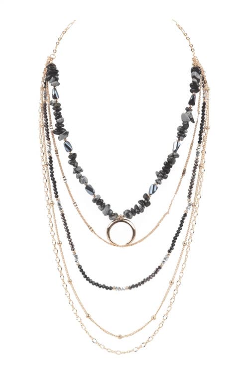Layered Black Stone Necklace