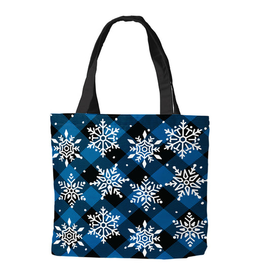 Checkered Snowflakes Canvas Tote Bag