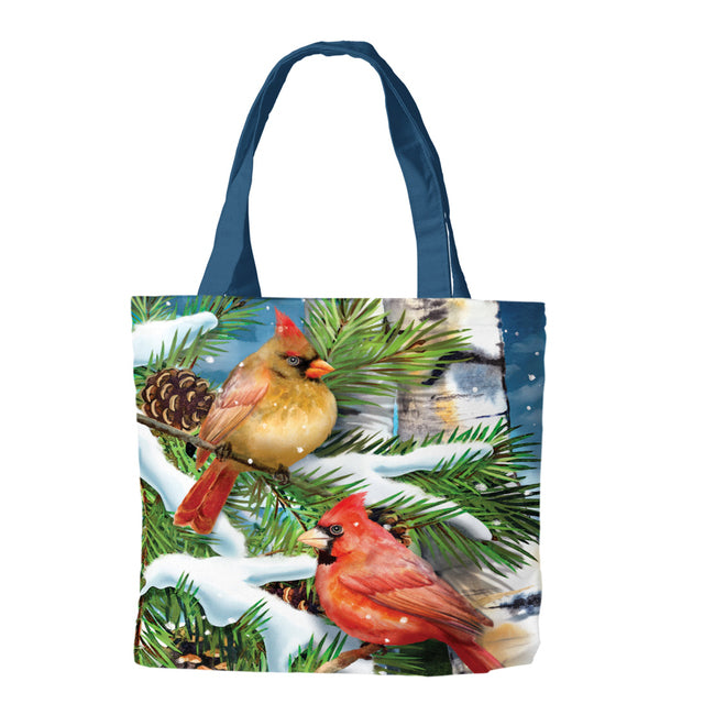 Snowy Cardinals Canvas Tote Bag