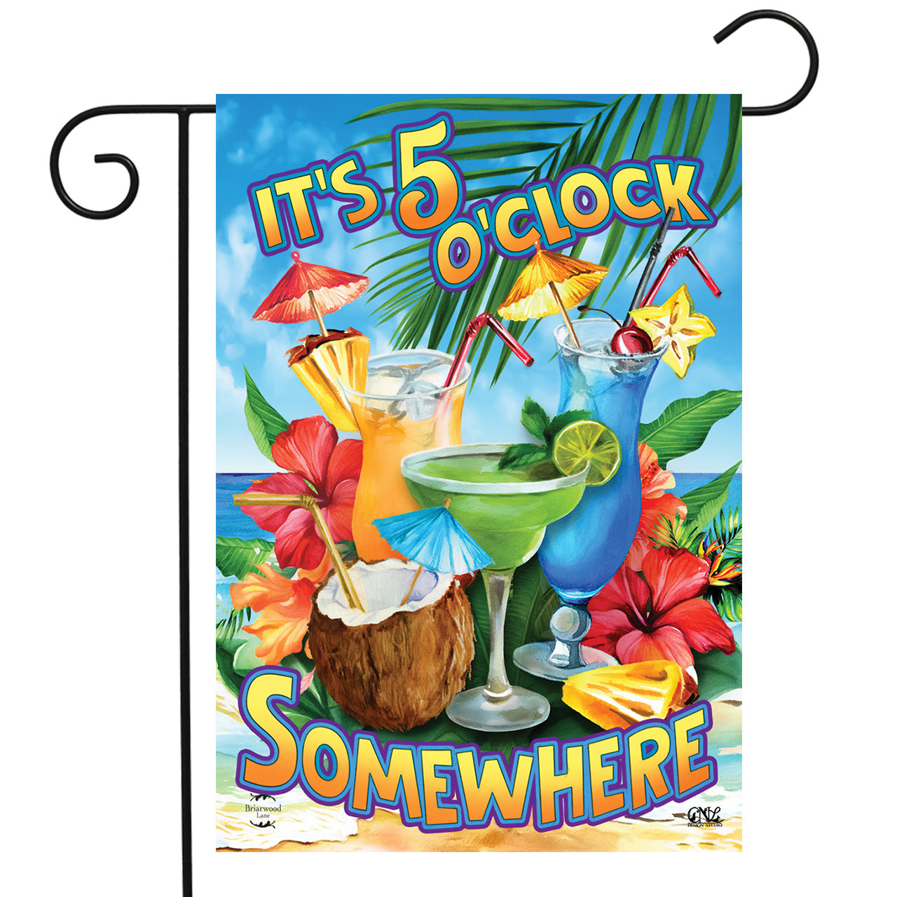 5 O'Clock Cocktails Garden Flag